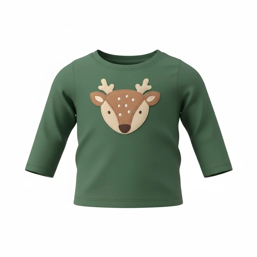 First Impressions Forest Green Deer Long Sleeve Tee NWOT 6-9 Months